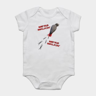 African Grey Parrot Walking Baby Bodysuit